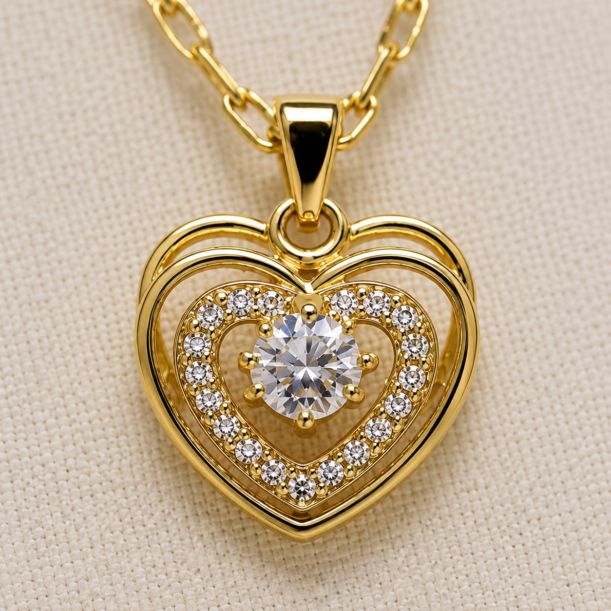 Collar Corazón Chapado en Oro