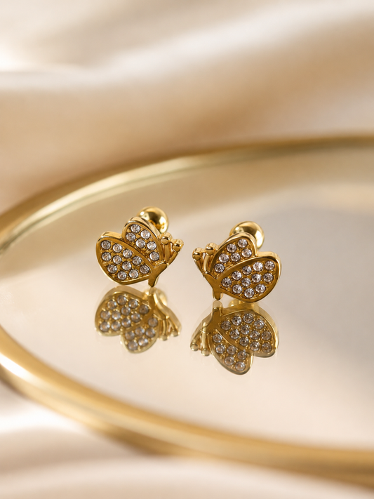 Aros Mariposa Chapado en Oro