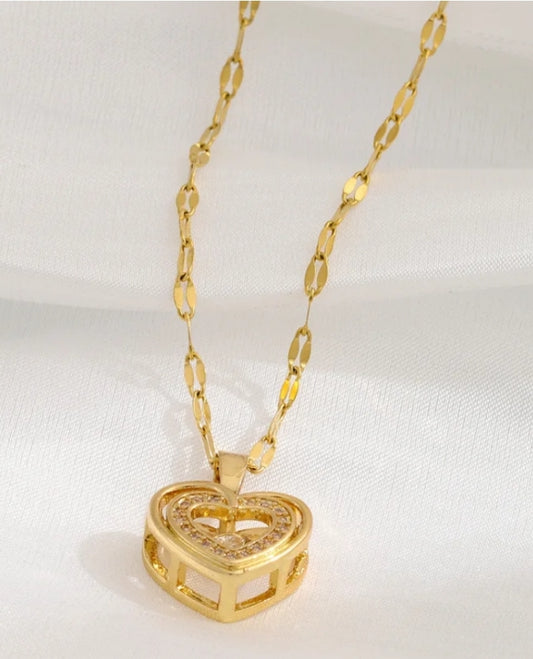Collar Corazón Chapado en Oro