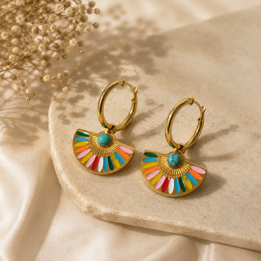Aros Arcoiris Chapado en Oro